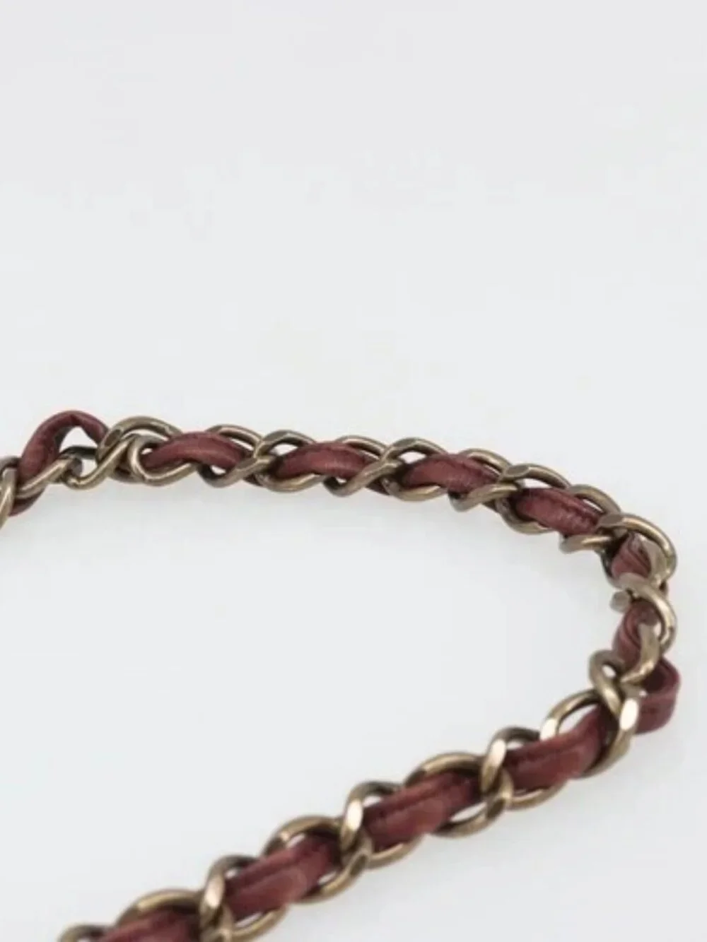 CHANEL Chain Shoulder Bag Fur Red CC Auth BA13649V